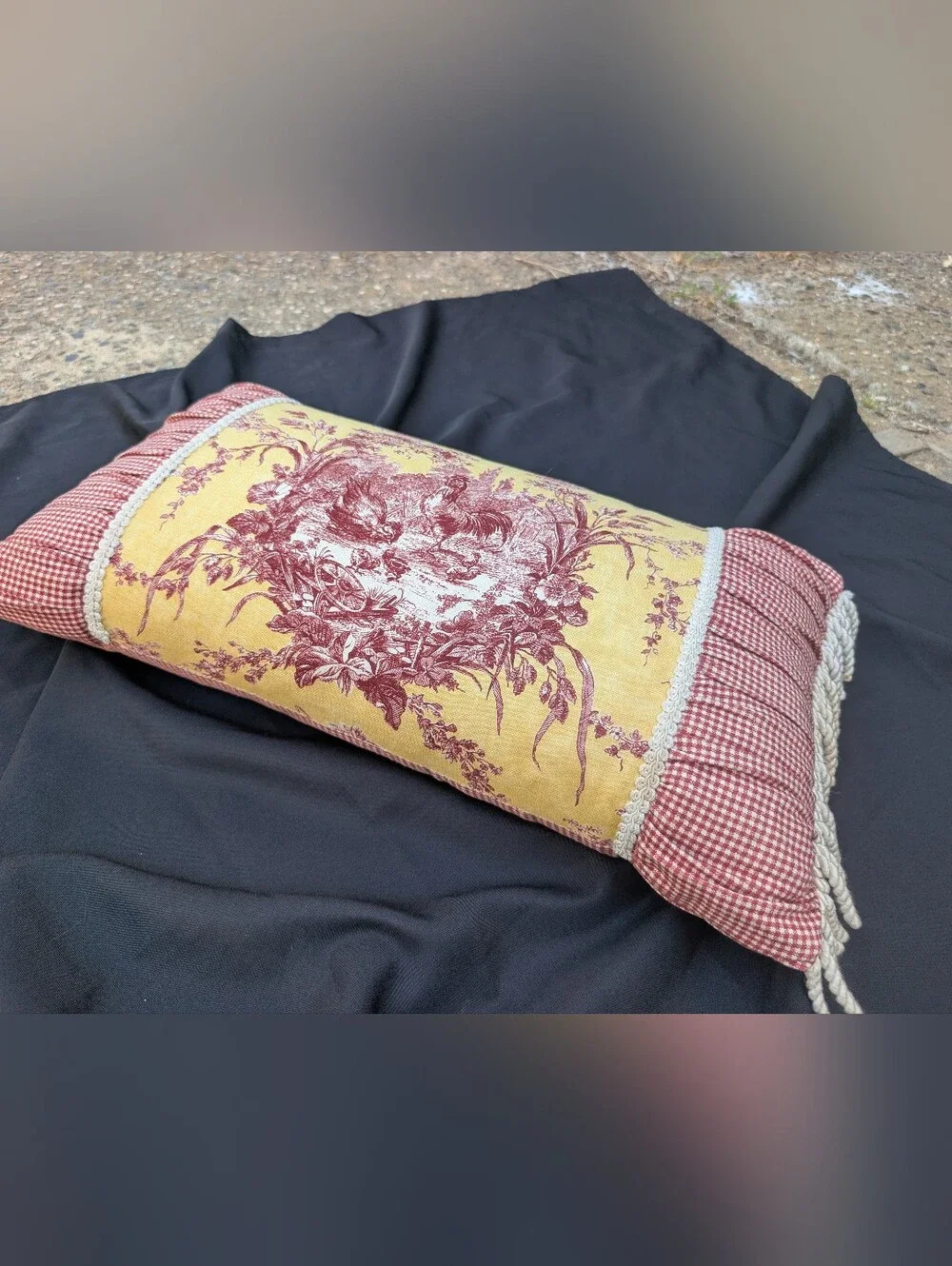 Waverly Toile Throw Pillow, La Petite Ferme Rooster French Country Pillow
